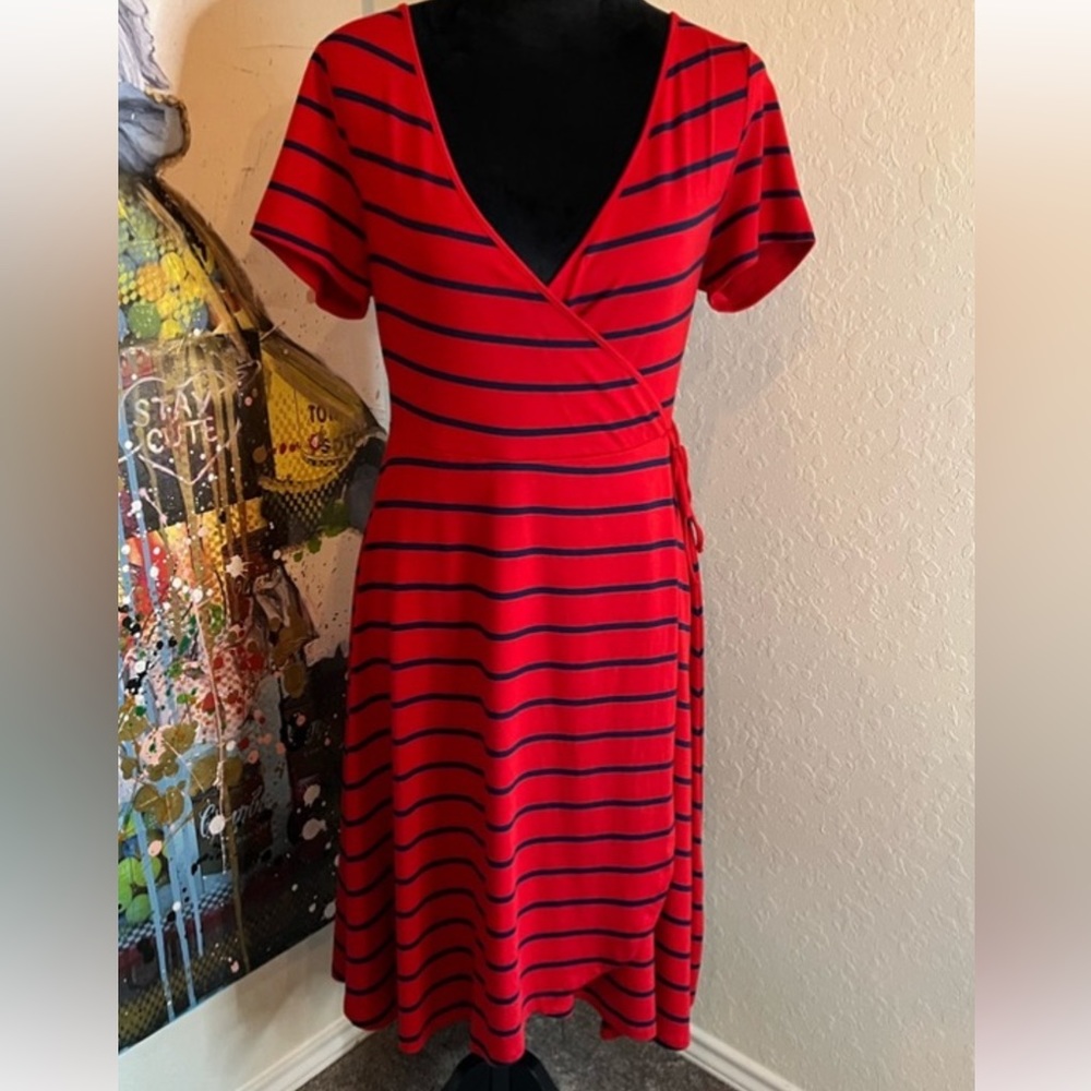 TORRID Red striped wrap dress 0/large